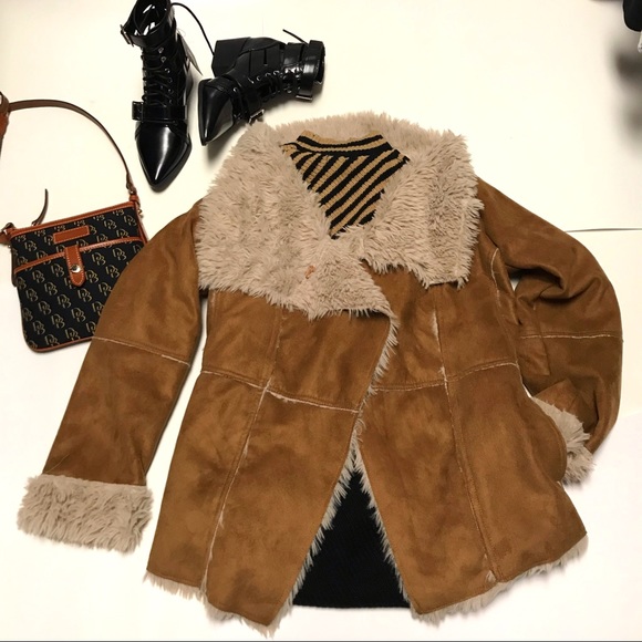 Suzy Shier Jackets & Blazers - FAUX SHEARLING JACKET BROWN